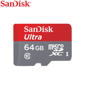 Deze kleine SanDisk 64GB TransFlash Micro SDXC geheugenkaart is ideaal voor het opslaan van foto's muziek en video.