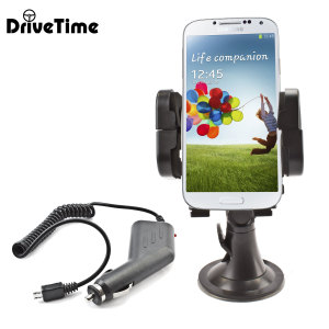 Hold your phone safely in your car with this fully adjustable DriveTime car holder with included car charger for your Samsung Galaxy S4.