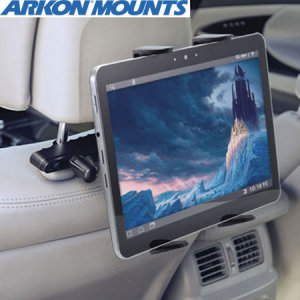 This innovative universal tablet holder is adjustable to fit 7" to 12" tablets in order to watch movies or play games while sitting comfortably in the back seat.