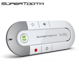 Boasting an incredibly compact and sleek contemporary design in white, the SuperTooth Buddy with Bluetooth offers a massive 20 hours of talk time and 1000 hours standby time.