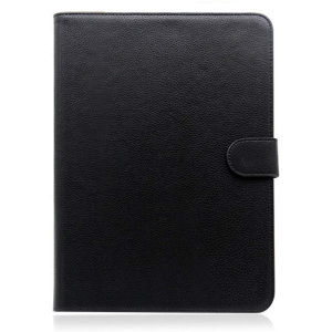 This PlayFect Leather-Style Case in black provides all round protection for your 9-10" Android or Apple tablet. Featuring a built-in media viewing, in addition a strong magnetic strap for safe portability.