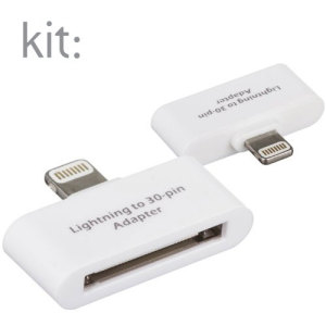 Use your Lightning based iPhone 6 / 6 Plus / 5S / 5 or your iPad with existing cradles and chargers with this Kit: adapter in white.