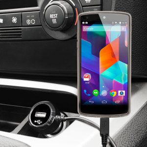 Keep your Google Nexus 5 fully charged on the road with this high power 2.4A Car Charger, featuring extendable spiral cord design. As an added bonus, you can charge an additional USB device from the built-in USB port!