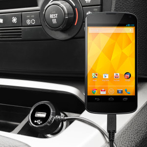 Keep your Google Nexus 4 fully charged on the road with this high power 2.4A Car Charger, featuring extendable spiral cord design. As an added bonus, you can charge an additional USB device from the built-in USB port!