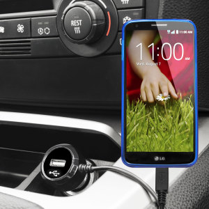 Keep your LG G2 fully charged on the road with this high power 2.4A Car Charger, featuring extendable spiral cord design. As an added bonus, you can charge an additional USB device from the built-in USB port!
