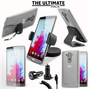 The ultimate LG G3 accessory pack contains must have items for your G3. Designed to protect and store your LG G3 at home, in the office and in the car.