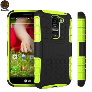 Bescherm je LG G2 Mini met deze groene ArmourDillo Case, die bestaat uit een binnenste TPU case en een impact resistent exoskelet aan de buitenkant.