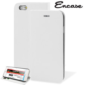 Encase Leather-Style iPhone 6 Plus Wallet Case With Stand - White