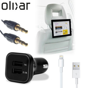 Meet the ultimate tablet car pack. Providing everything you'll need for your iPad on a long car journey, the Olixar Ultimate Car Pack keeps your Lightning device charged, mounted securely for easy viewing and ready to listen to through your car's stereo.