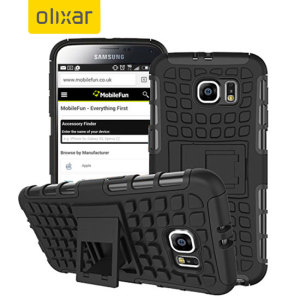 Protect your Samsung Galaxy S6 from bumps and scrapes with this black ArmourDillo case from Olixar. Comprised of an inner TPU case and an outer impact-resistant exoskeleton, with a built-in viewing stand.