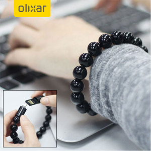 Olixar Pärlarmand i svart är inte bara ett armband utan oxå en gömd lightningkabel som är lämplig för laddning och synkronisering av din Lightning enhet.