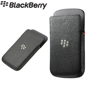 Prevent scratches and damage to your BlackBerry Classic with this black official BlackBerry leather pocket pouch with a built-in battery saving proximity sensor.