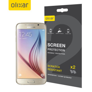 Keep your Samsung Galaxy S6 screen in pristine condition with this twin pack of Olixar scratch-resistant screen protectors.
