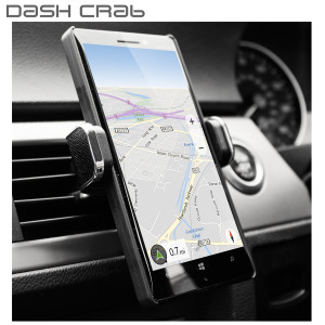 De Dash Crab Mono kan de meeste telefoons veilig in stand houden tijdens het rijden. De Mono wordt geleverd in een stijlvolle Italiaanse Saffiano & kalfsleer die bij elk interieur past.