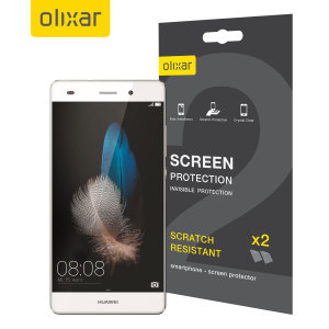 Keep your Huawei P8 Lite 2015 screen in pristine condition with this Olixar scratch-resistant screen protector 2-in-1 pack.