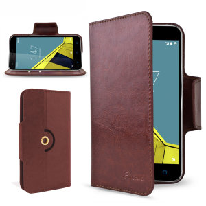 Encase Leather-Style Vodafone Smart Ultra 6 Wallet Case - Bruin 