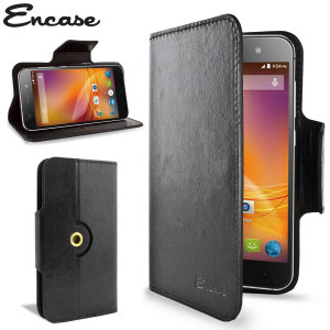 Encase Rotating Leather-Style ZTE Blade D6 Wallet Case - Black