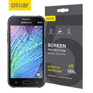Keep your Samsung Galaxy J1 2015's screen in pristine condition with this Olixar scratch-resistant screen protector 5-in-1 pack. Ultra responsive and easy to apply, these screen protectors are the ideal way to keep your display looking brand new.