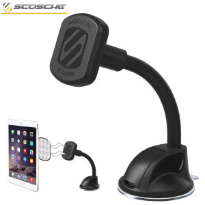 Create the perfect viewing angle for your tablet or smartphone in the car and conveniently mount quickly even with a case attached with the Scosche Magic Mount XL Window Universal Car Holder System.