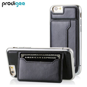 Protect your iPhone 6 with this elegant and luxurious eco-leather wallet case from Prodigee in black. This stylish wallet case stores your cards and also includes a viewing stand, perfect for watching movies with friends and family.