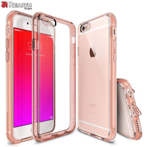 Protect the back and sides your Apple iPhone 6S / 6 with this incredibly durable and rose gold crystal backed Fusion Case by Ringke.