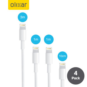 Pack de 4 câbles Lightning Olixar Charge & Sync. multi-longueurs