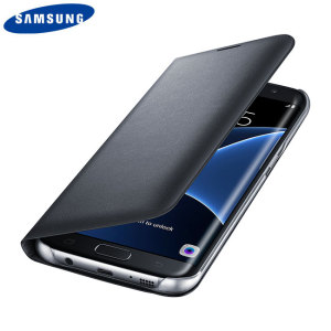 Protect your Samsung Galaxy S7 Edge's back, sides and screen from harm while keeping your most vital card close to hand with the official black flip wallet cover from Samsung.