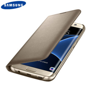 Protect your Samsung Galaxy S7 Edge's back, sides and screen from harm while keeping your most vital card close to hand with the official gold flip wallet cover from Samsung.