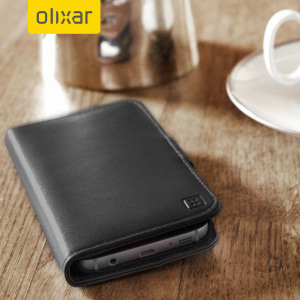 A sophisticated lightweight black genuine leather case with a magnetic fastener. The Olixar Premium genuine leather wallet case offers perfect protection for your Samsung Galaxy S7, as well as featuring slots for your cards, cash and documents.