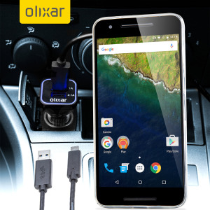Keep your Nexus 6P fully charged on the road with this compatible Olixar high power dual USB 3.1A Car Charger with an included high quality USB to USB-C charging cable.