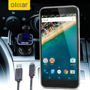 Keep your Nexus 5X fully charged on the road with this compatible Olixar high power dual USB 3.1A Car Charger with an included high quality USB to USB-C charging cable.