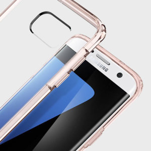 Protect the back and sides of your Samsung Galaxy S7 Edge without affecting the dynamics of the design with this rose crystal, Ultra Hybrid case from Spigen.