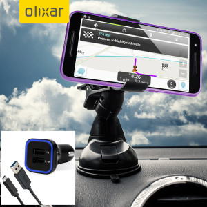 Das Pack enthält wesentliche Elemente, die Sie für Ihr Handy während einer Autofahrt benötigen. Ausgestattet mit einem robusten Autohalterung und einem Autoladegerät mit zusätzlichen USB-Port für Ihr Nexus 6P.