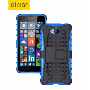 Protect your Microsoft Lumia 650 from bumps and scrapes with this blue ArmourDillo case from Olixar. Comprised of an inner TPU case and an outer impact-resistant exoskeleton, with a built-in viewing stand.