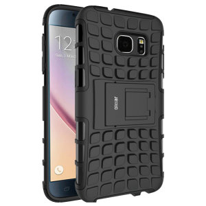 Protect your Samsung Galaxy S7 Edge from bumps and scrapes with this black ArmourDillo case from Olixar. Comprised of an inner TPU case and an outer impact-resistant exoskeleton, with a built-in viewing stand.