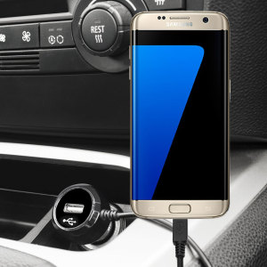 Keep your Samsung Galaxy S7 Edge fully charged on the road with this high power 2.4A Car Charger, featuring extendable spiral cord design. As an added bonus, you can charge an additional USB device from the built-in USB port!