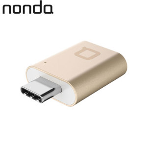 The Nonda adapter in gold will turn your USB Type-C port into a full sized USB input and use memory sticks, card readers, keyboards and more on your USB Type-C compatible computer with this USB-C to USB Female Mini Adapter.