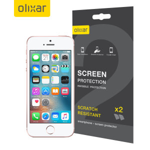 Håll skärmen på din iPhone SE i ett utmärkt skydd med det reptåliga skärmskyddet Olixar som kommer i ett 2-pack.