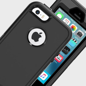 Skydda din iPhone SE med det tåligaste och mest skyddande skalet på marknaden - Otterbox Defender Series i svart.