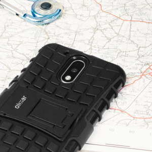 Protect your Lenovo Moto G4 Plus from bumps and scrapes with this black Olixar ArmourDillo case. Comprised of an inner TPU case and an outer impact-resistant exoskeleton, the ArmourDillo provides robust protection and supreme styling.