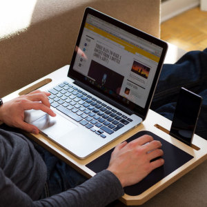Make using your MacBook on your lap a truly enjoyable experience whilst keeping your smartphones and tablets in view with the Lap tray organiser from LapPad. Made from exquisite pieces of wood, the LapPad matches the sleek aesthetics of your devices.
