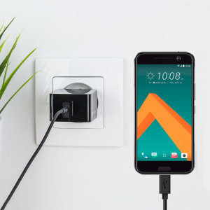Laden Sie Ihr HTC 10 oder anderes USB Gerät mit dem Olixar High Power 2.4A EU Ladeadapter und USB-C Kabel in einem Set.