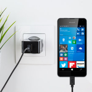 Laden Sie Ihr Microsoft Lumia 650 oder anderes USB Gerät mit dem Olixar High Power 2.4A EU Ladeadapter und micro USB Kabel in einem Set.