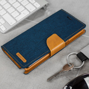 With the perfect blend of lightweight and tough materials, mixed with snappy looks, this navy and camel Mercury Canvas Diary Wallet Case is the ideal companion for your Samsung Galaxy Note 7 - Especially when you're out and about.