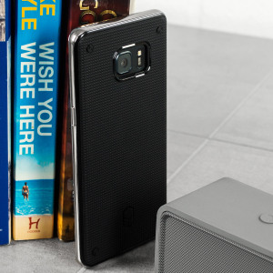 The Patchworks Flexguard in silver is a stylish and ergonomic protective case for the Samsung Galaxy Note 7, providing impact absorption and improved grip due to the textured surface.