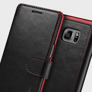 La housse de type portefeuille Dandy en simili cuir de chez VRS pour Samsung Galaxy Note 7 possède des fentes pour cartes, une plus grande et a été fabriquée avec des matériaux luxueux afin de lui apporter une apparence professionnelle.