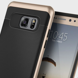 Made from rugged TPU and tough polycarbonate and featuring a stunning waved grip design, the Wavelength Series tough case in black and gold keeps your Galaxy Note 7 safe, slim and stylish.