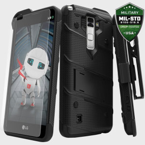 Equip your LG Stylo 2 Plus with military grade protection and superb functionality with the ultra-rugged Bolt case in black from Zizo. Coming complete with a tempered glass screen protector and a handy belt clip / kickstand.