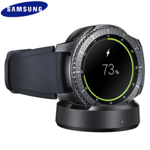 Charge your Samsung Gear S3 Classic or Frontier Smartwatch safely while docked with the official Samsung Gear S3 Wireless Charging Dock and Charger.