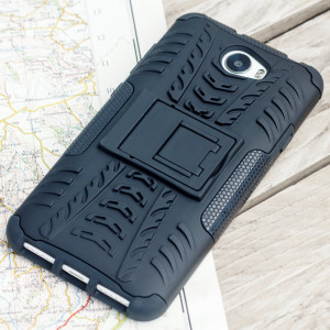 Protect your Huawei Y5II from bumps and scrapes with this black ArmourDillo case. Comprised of an inner TPU case and an outer impact-resistant exoskeleton, the ArmourDillo not only offers sturdy and robust protection, but also a sleek modern styling.